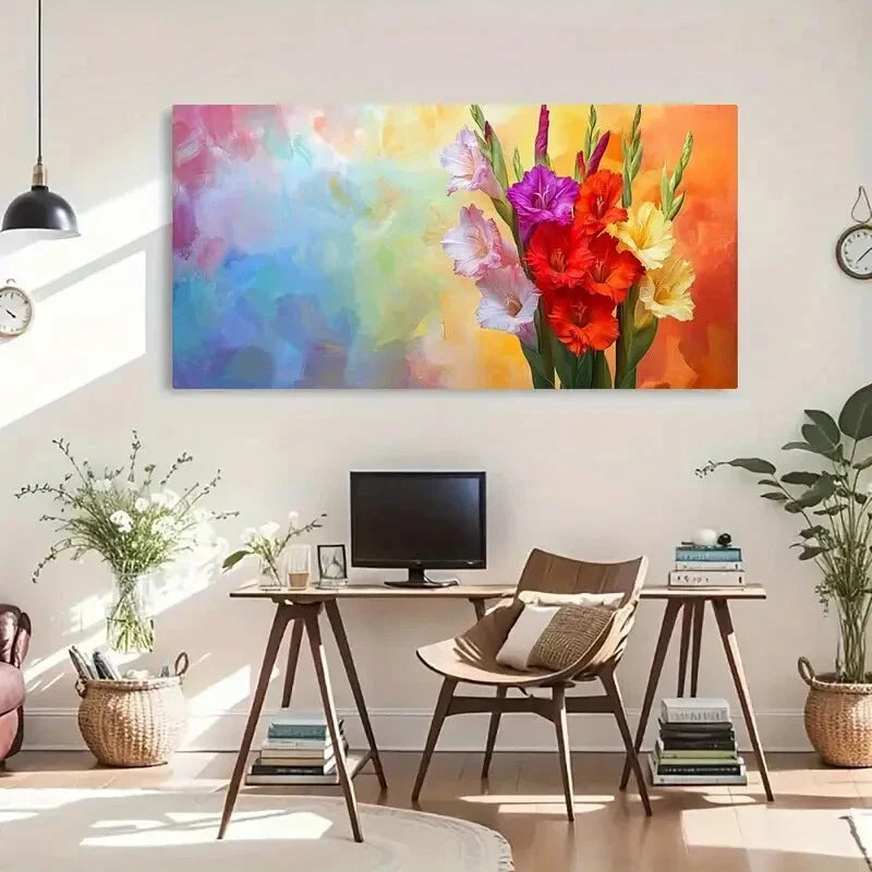 Floral Deco Modern Colorful Wall Art Canvas Office Home Room Framed 120x60cm