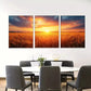 3pcss Golden Wheat Field Sunset -nature  Wall Art Set Canvas Framed 40x60cm - High Quality Print 100% Australian Made Wall Canvas Ready to Hang