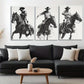 3pcs Dynamic Cowboy on Horse Dark Shadow Perfect Wall Art Set Canvas Framed 40x60cm - High Quality Print 100% Australian Made Wall Canvas Ready to Hang