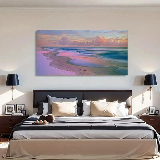 Gulf Islands Sunset Beach Wall Art Canvas Office Home Room Framed 80x45cm