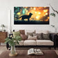 Black Cat Silhouette Wall Art Canvas Office Home Room Framed 120x60cm