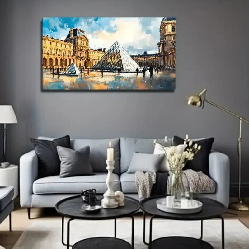 Paris Louvre Suitable Space Wall Art Canvas Office Home Room Framed 120x60cm