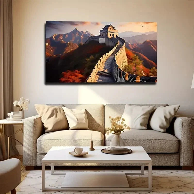 Great Wall Of China Wall Art Canvas Office Home Room Framed 80x45cm