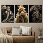 3pcs Anime Fantasy Golden Female Characters Wall Art Set Canvas Framed 40x60cm - High Quality Print 100% Australian Made Wall Canvas Ready to Hang