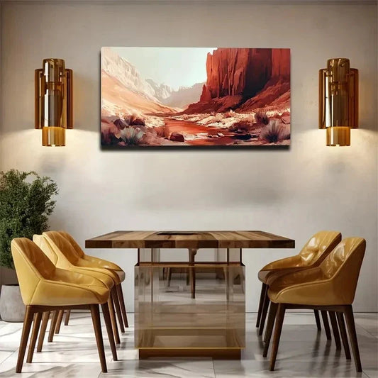 Gobi Style Cliff Decorative Wall Art Canvas Office Home Room Framed 120x60cm