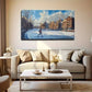 Winter Canal Scene Skater Wall Art Canvas Office Home Room Framed 120x60cm