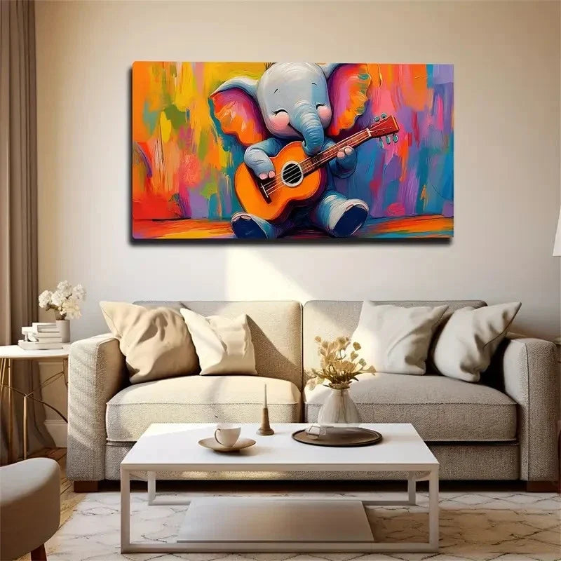 Cute Baby Elephant Playing Wall Art Canvas Office Home Room Framed 120x60cm