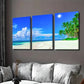 3pcs Palm Trees & Sandy Shoreline Beach Paradise Wall Art Set Canvas Framed 40x60cm - High Quality Print 100% Australian Made Wall Canvas Ready to Hang
