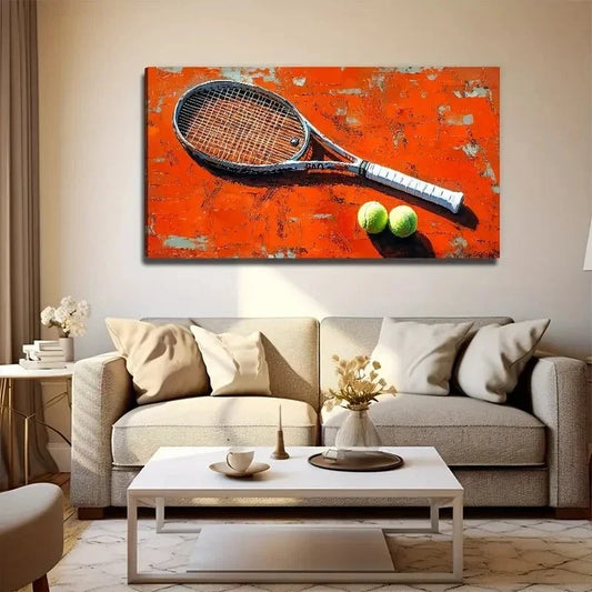 Tennis Racket Suitable Wall Art Canvas Office Home Room Framed 120x60cm