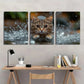 3pcs Vibrant Playful Animal Water Drops Metal Print Ready to Hang Art