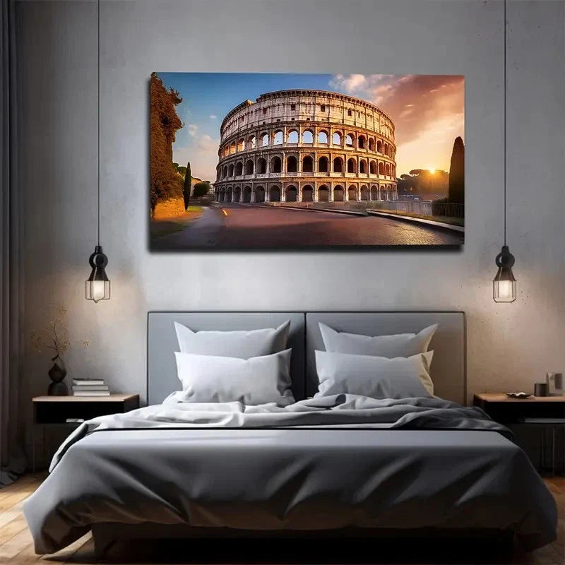 Famous Roman Colosseum Wall Art Canvas Office Home Room Framed 80x45cm