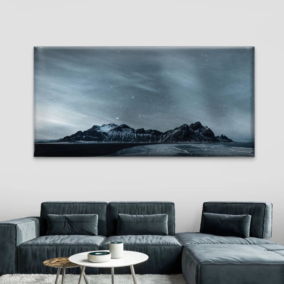 Starry Sky Mountain Wall Art Canvas Office Home Room Framed 80x45cm