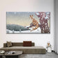Classic Fox in Snowy Forest Wall Art Canvas Office Home Room Framed 120x60cm