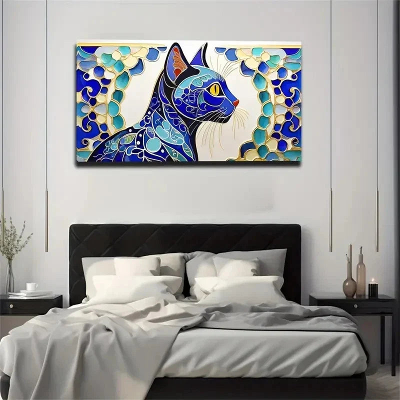 A Cat's Side Face Wall Art Canvas Office Home Room Framed 80x45cm