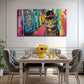 Whimsical Cat In Top Hat Wall Art Canvas Office Home Room Framed 80x45cm