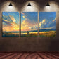 3pcs Oil Painting Under The Sunset Metal Print Ready to Hang Art
