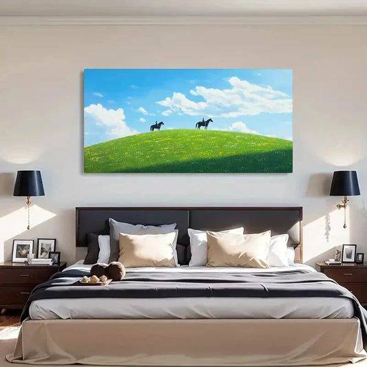 Vibrant Blue Sky & White Clouds Wall Art Canvas Office Home Room Framed 120x60cm