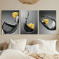 3pcs Black White Yellow Wine Glass Painting Metal Print Ready to Hang Art