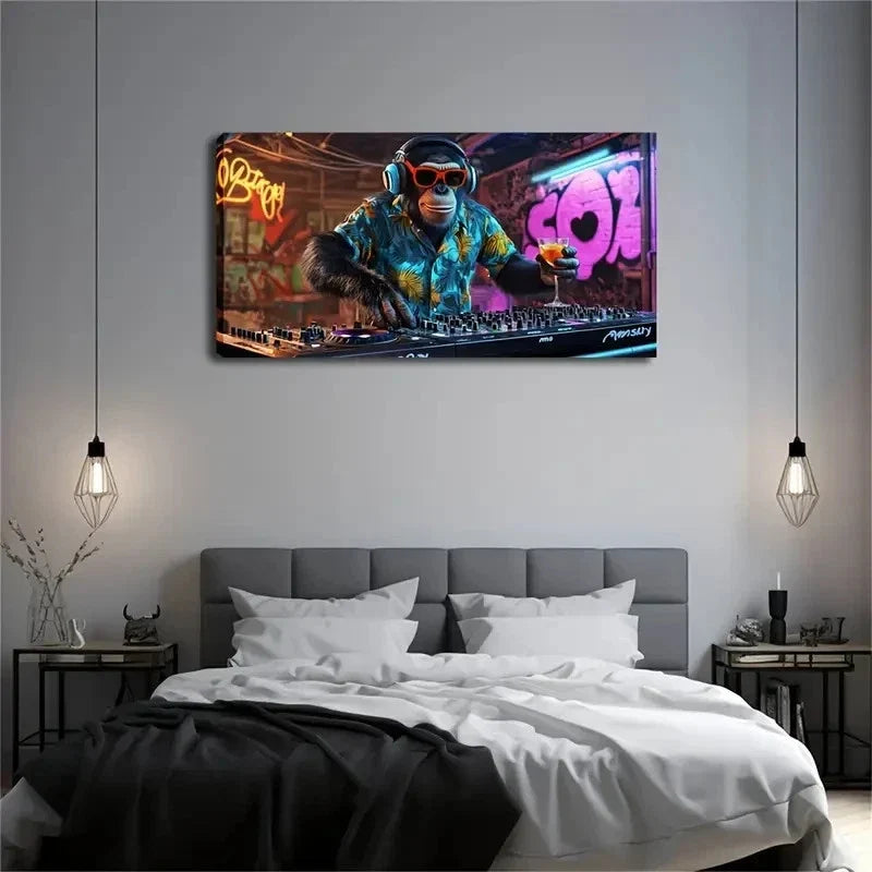 Abstract Style Orangutan Wall Art Canvas Office Home Room Framed 120x60cm
