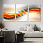 3pcs Abstract Flowing Lines Orange and Black Wave Metal Print Ready to Hang Art