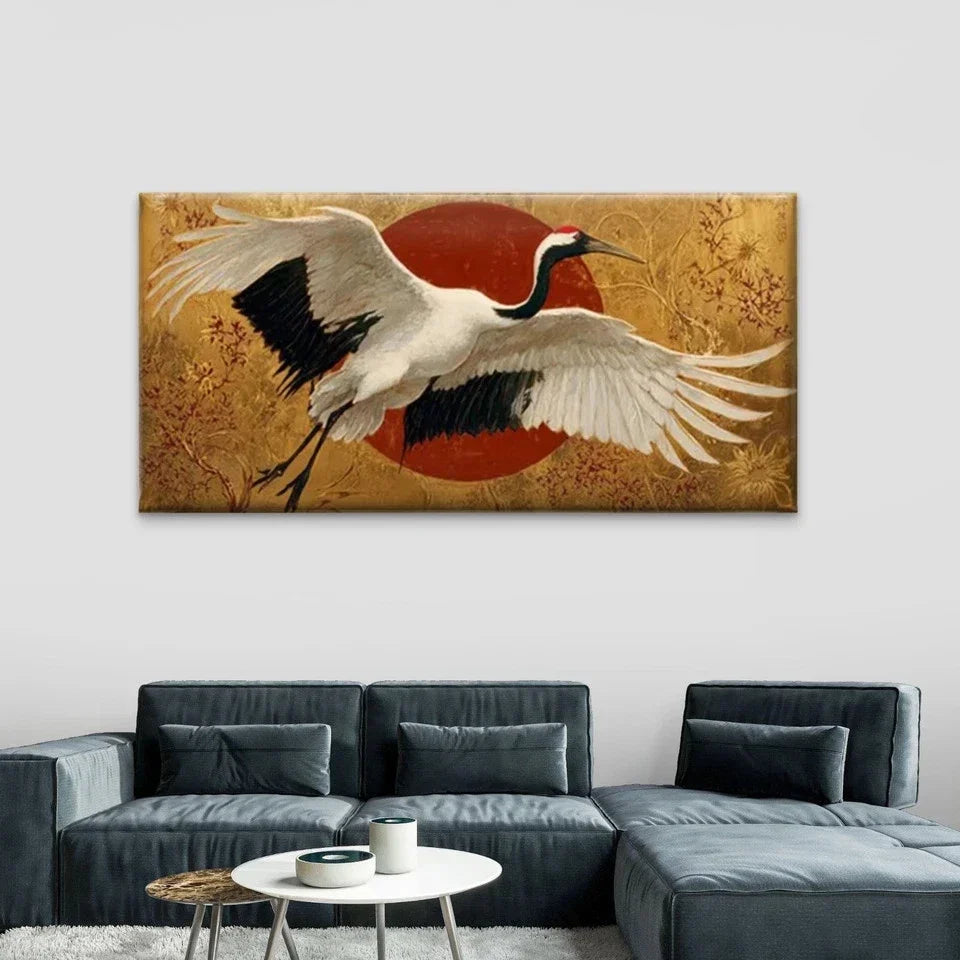 Rising Sun and Floral Patterns Wall Art Canvas Office Home Room Framed 80x45cm