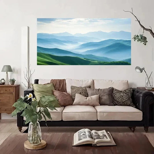Nature Mountain Mist Wall Art Canvas Office Home Room Framed 80x45cm