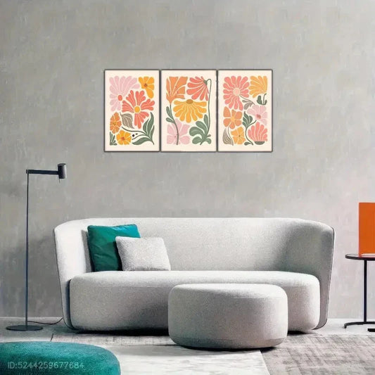 3pcs Choice Flower Pattern Decoration Poster Metal Print Ready to Hang Art