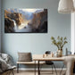 Dramatic Canyon Waterfall Lands Wall Art Canvas Office Home Room Framed 120x60cm