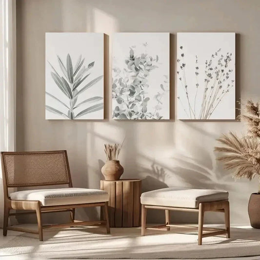 3pcs Green Leaf & Plant Eucalyptus Botany Metal Print Ready to Hang Art