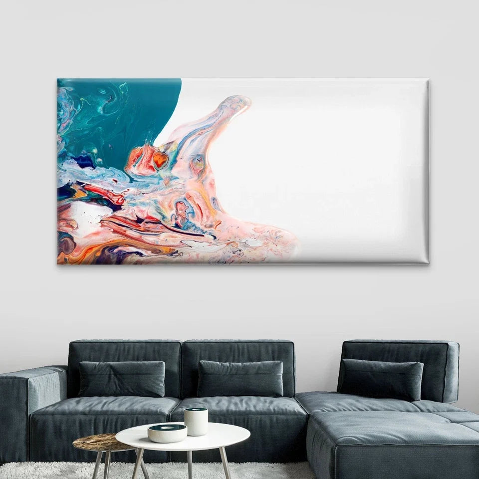 Colorful Liquid Marble Wall Art Canvas Office Home Room Framed 80x45cm