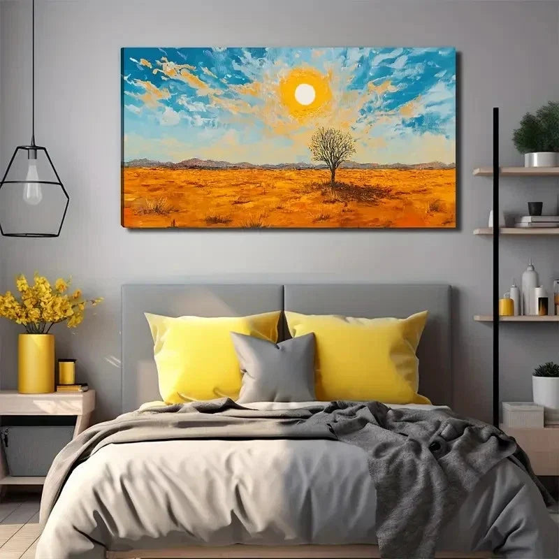 Romantic Desert Trees Wall Art Canvas Office Home Room Framed 80x45cm