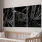 3pcs Black & White Abstract Quantum Entanglement Wall Art Set Canvas Framed 40x60cm - High Quality Print 100% Australian Made Wall Canvas Ready to Hang