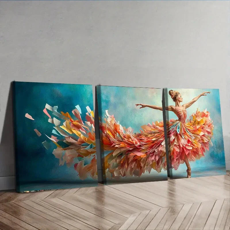 3pcs A Flowing Ballerina Bright Beauty Perfect Wall Art Set Canvas Framed 40x60cm - High Quality Print 100% Australian Made Wall Canvas Ready to Hang