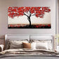 Geometric Landscape Red Tree Happiness Wall Art Canvas Office Home Room Framed 80x45cm