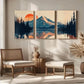 3pcs Forest Silhouette Panoramic Landscape Metal Print Ready to Hang Art