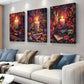 3pcs vibrant blossoming flowers Autumn-themed Wall Art Set Canvas Framed 40x60cm - High Quality Print 100% Australian Made Wall Canvas Ready to Hang