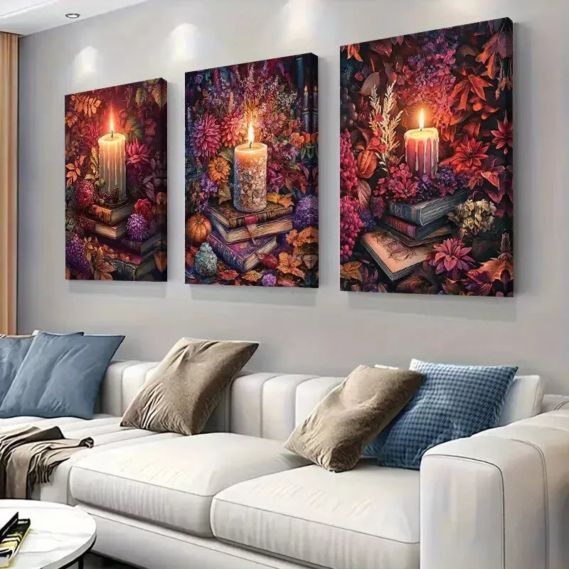 3pcs vibrant blossoming flowers Autumn-themed Wall Art Set Canvas Framed 40x60cm - High Quality Print 100% Australian Made Wall Canvas Ready to Hang