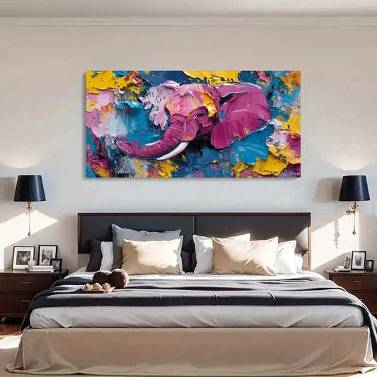 Colorful Graffiti Elephant Wall Art Canvas Office Home Room Framed 120x60cm