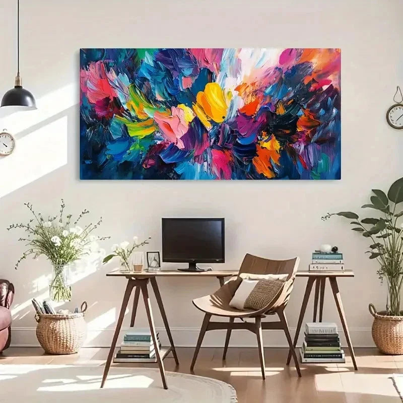 Vibrant Abstract Expressionism Wall Art Canvas Office Home Room Framed 120x60cm