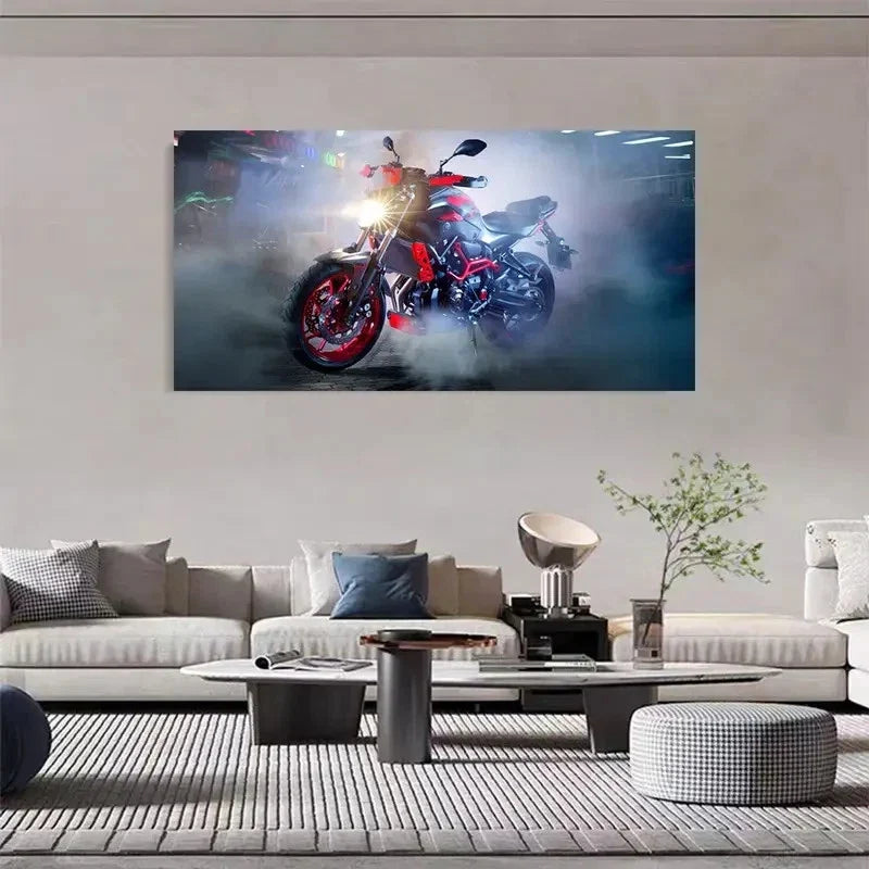Motorcycle Heavy Bike Perfect Wall Art Canvas Office Home Room Framed 120x60cm