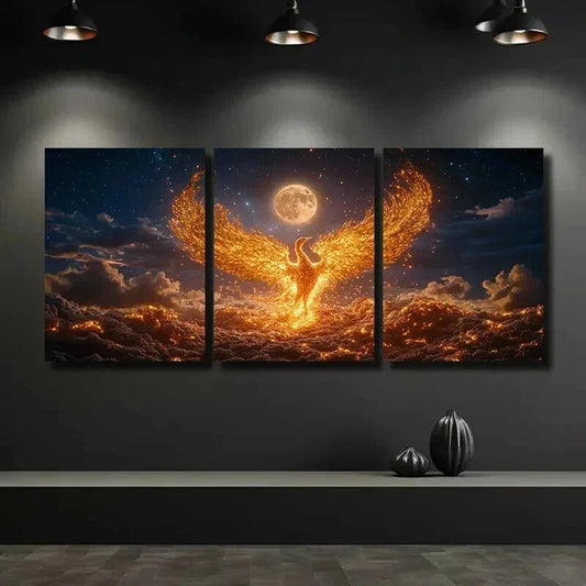 3pcs Phoenix Rising from The Ashes Wall Art Set Canvas Framed 40x60cm - High Quality Print 100% Australian Made Wall Canvas Ready to Hang