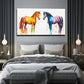 Two Horses Approaching Wall Art Canvas Office Home Room Framed 80x45cm
