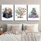 3pcs Painting of Flowers And Butterflies Wall Art Set Canvas Framed 40x60cm - High Quality Print 100% Australian Made Wall Canvas Ready to Hang