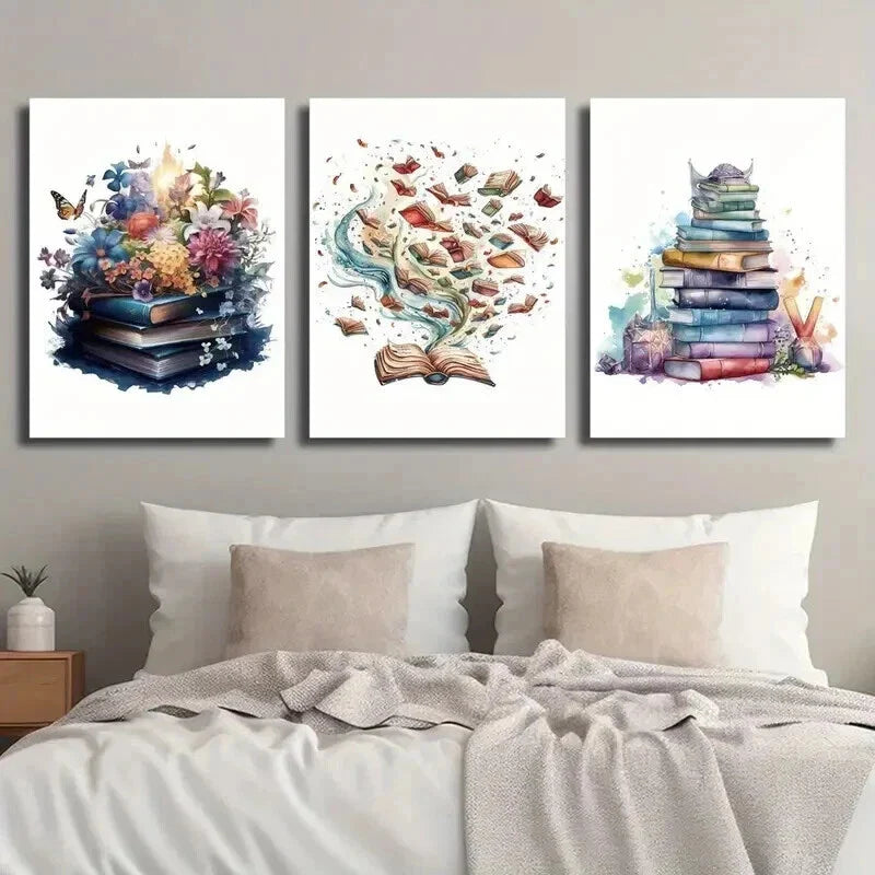 3pcs Painting of Flowers And Butterflies Wall Art Set Canvas Framed 40x60cm - High Quality Print 100% Australian Made Wall Canvas Ready to Hang