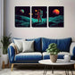 3pcs Black Starry Outer Space World Wall Art Set Canvas Framed 40x60cm - High Quality Print 100% Australian Made Wall Canvas Ready to Hang