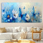 Blue Flower Butterfly Fashion Wall Art Canvas Office Home Room Framed 80x45cm