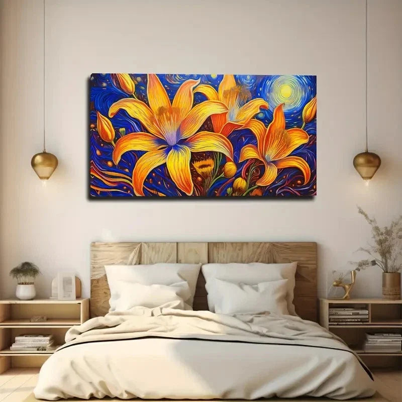 Vibrant Yellow And Orange Wall Art Canvas Office Home Room Framed 80x45cm
