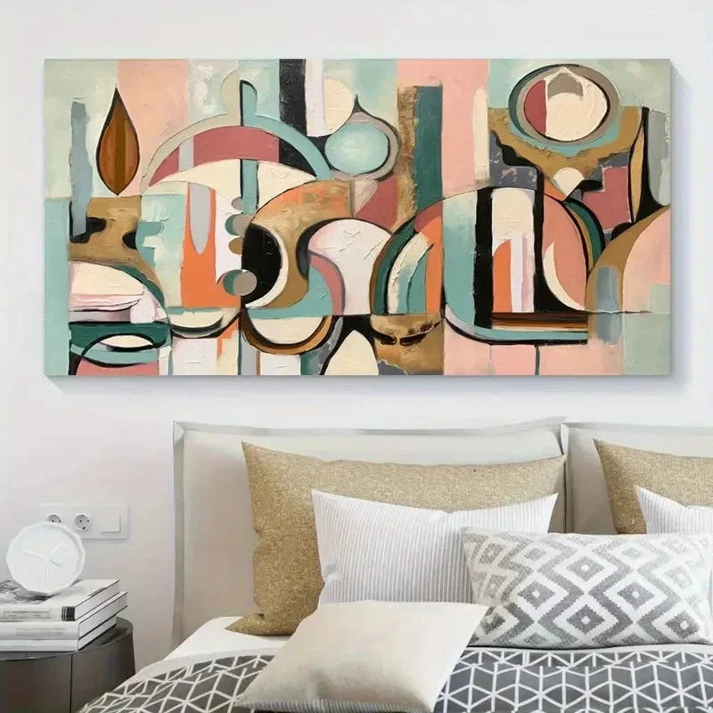 Modern Abstract Geometric Mural Wall Art Canvas Office Home Room Framed 120x60cm