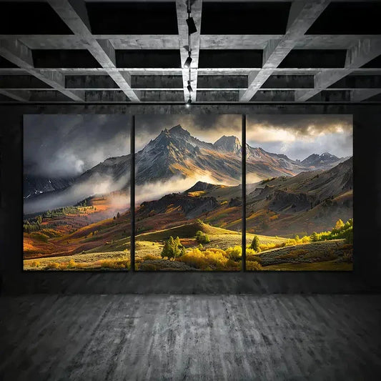 3pcs Sunrise Durable Material Mountain Metal Print Ready to Hang Art