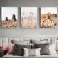 3pcs Beige Grassland Windmill &amp; Reed Metal Print Ready to Hang Art
